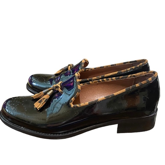 GIROTTI Italian Leather Custom Made Slip On Loafer Suede Leopard Tassel Classic - Picture 9 of 16